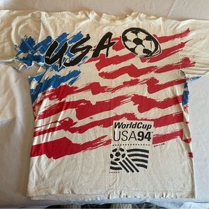 USA 1994 World Cup T Shirt Ritz Red White Blue Vintage Size Large MJT’s As Is